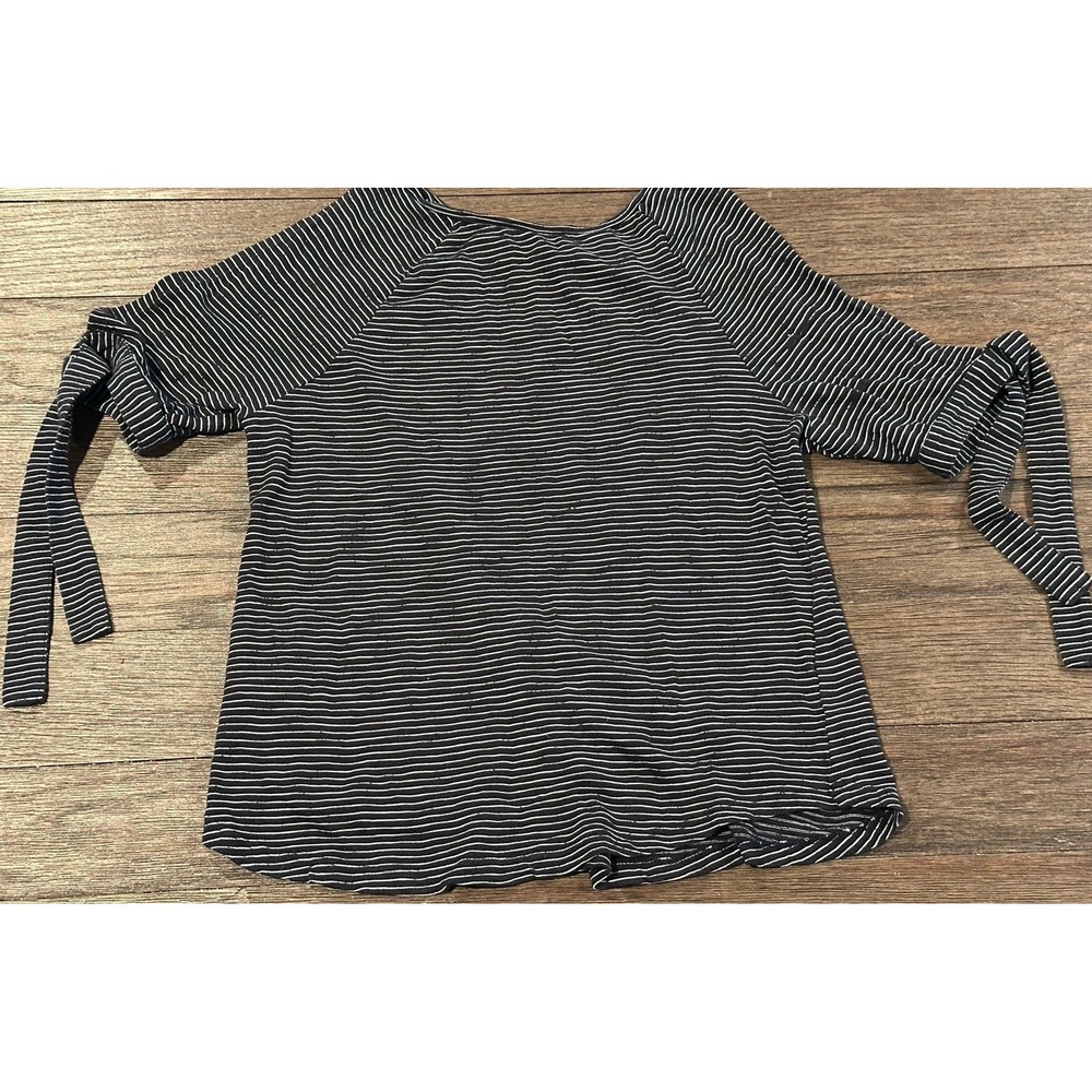LOFT Shirt Womens blue white‎ striped knit Tie short Short Sleeve Blouse top